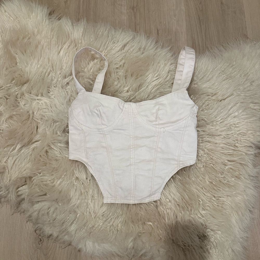 Zara White Corset Tank Top